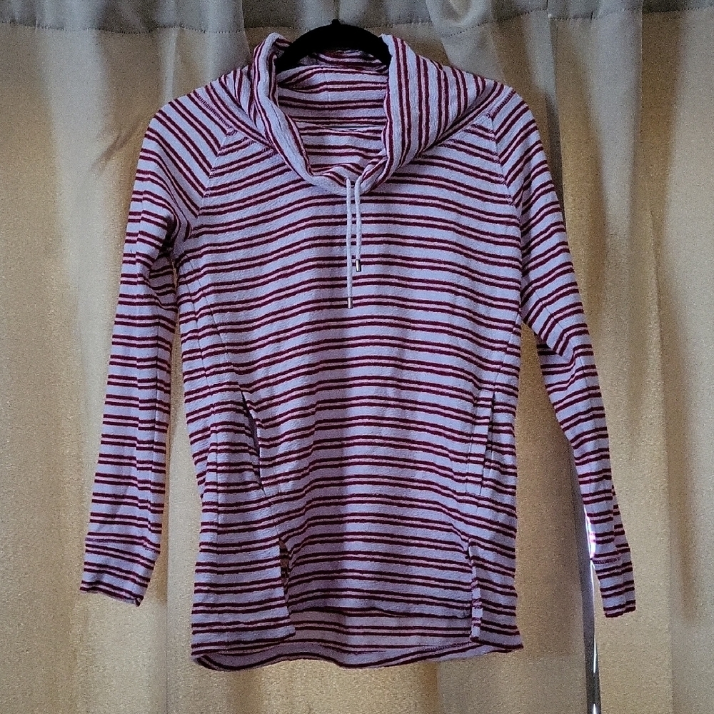 Tommy Hilfiger Terry Striped Red and White Long Sleeve Top